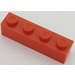 LEGO Modulex Red Modulex Brick 1 x 4 with M on Studs