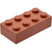 LEGO Modulex Terracotta Modulex Steen 2 x 4 met LEGO Aan Studs