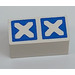LEGO Modulex Wit Modulex Tegel 1 x 2 met Diagonal Crosses zonder interne ondersteuning