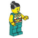 LEGO Musician (2) med Top Knot Sort Hår Bun Minifigur