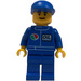 LEGO Octan Worker mit Blau shirt mit Klein Octan Logo und Oil Nametag, Blau Beine, und Blau Deckel Minifigur