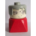 LEGO Older Lady with Gray Hair wearing Glasses on Red Base Minifigure