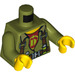 LEGO Olijfgroen Dino Hunter Torso met Bruin Straps, Rood &quot;D&quot; Undershirt (973 / 76382)