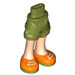 LEGO Olive Green Hip with Rolled Up Shorts with Orange Shoes with Thin Hinge (36198)