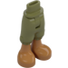 LEGO Olive Green Minidoll Hip with Cropped Trousers with Medium Dark Flesh Legs (Thin Hinge) (2246 / 36196)