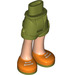 LEGO Olive Green Minidoll Hip with Rolled Up Shorts with Orange Shoes with White Laces (Thick Hinge) (35556 / 35557)