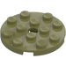 LEGO Olive Green Plate 4 x 4 Round with Hole and Snapstud (60474)