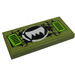 LEGO Olive Green Tile 2 x 4 with Claw Ripper Logo and Lime Vents Sticker (87079)