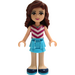 LEGO Olivia med Medium Azure Nederdel og Chevron Striped Top Minifigur