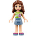 LEGO Olivia met Sand Blauw Skirt en Green en Wit Striped Top minifiguur