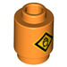 LEGO Orange Brick 1 x 1 Round with Yellow Warning Diamond label with flame with Open Stud (3062)