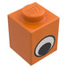 LEGO Oranje Steen 1 x 1 met Eye zonder vlek op pupil (48421 / 82357)