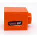 LEGO Orange Brick 1 x 1 with Red and Silver Design - Left Side Sticker (3005)