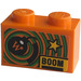 LEGO Orange Brick 1 x 2 with &#039;BOOM&#039;, Star, Bomb Sticker with Bottom Tube (3004)