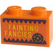 LEGO Orange Brick 1 x 2 with &#039;FAINTING FANCIES&#039; Sticker with Bottom Tube (3004)