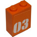 LEGO Orange Brique 1 x 2 x 2 avec &quot;03&quot; Autocollant avec porte-goujon intérieur (3245)