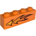 LEGO Orange Brique 1 x 4 avec Orange Flamme La gauche Autocollant (3010)