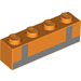 LEGO Orange Brick 1 x 4 with Silver Lines (3010 / 55859)