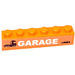 LEGO Orange Brique 1 x 6 avec &#039;GARAGE&#039; Autocollant (3009)