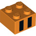 LEGO Orange Backstein 2 x 2 mit Schwarz Streifen (3003 / 99183)
