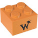 LEGO Orange Brick 2 x 2 with ‘W*’ Sticker (3003)