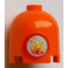 LEGO Orange Kloss 2 x 2 x 1.7 Runda Cylinder med Dome Topp med Flamma Klistermärke (Säkerhetsknopp) (30151)