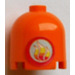 LEGO Oranje Steen 2 x 2 x 1.7 Ronde Cilinder met Dome Top met Vlam Sticker (Veiligheids Stud) (30151)