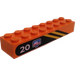 LEGO Orange Brick 2 x 8 with 20, Team Arctic Logo, and Stripes (Right) Sticker (3007)