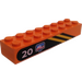 LEGO Orange Brick 2 x 8 with 20, Team Arctic Logo, and Stripes (Right) Sticker (3007)