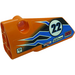 LEGO Orange Curved Panel 3 Left with &#039;22&#039;, Lightning, Logos &#039;OIL&#039; Sticker (64683)