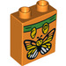LEGO Orange Duplo Brick 1 x 2 x 2 with Butterfly with Bottom Tube (15847 / 24967)
