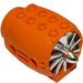 LEGO Orange Large Jet Engine with Chrome Silver Center