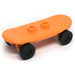 LEGO Orange Minifig Skateboard with Black Wheels