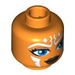 LEGO Orange Minifigure Kopf mit Weiß Patterns auf Gesicht (Sicherheitsbolzen) (3626 / 63087)