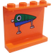 LEGO Oransje Panel 1 x 4 x 3 med Fishing Lure Klistremerke uten sidestøtter, hule knotter (4215)