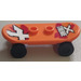 LEGO Orange Skateboard Deck mit Weiß &#039;X TREME&#039; und Letter X Muster (Stickers) mit Schwarz Räder