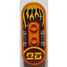 LEGO Orange Skateboard with Four Wheel Clips with yellow flames and characters Sticker (42511)