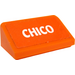 LEGO Orange Slope 1 x 2 (31°) with &quot;Chico&quot; Name Plate Sticker (85984)