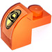 LEGO Oranje Helling 1 x 2 x 1.3 Gebogen met Plaat met Koplamp Sticker (6091)