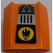 LEGO Oranje Helling 1 x 2 x 2 Gebogen met Zwart Devil Hoofd, Zwart Rooster Aan Zilver en 2 Zilver Wires Sticker (30602)