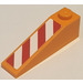 LEGO Oranje Helling 1 x 4 x 1 (18°) met Rood en Wit Danger Strepen Rechts Sticker (60477)