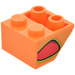 LEGO Oranje Helling 2 x 2 (45°) Omgekeerd met Rood Flame-Bubbel (Rechts) Sticker met platte afstandsring eronder (3660)