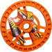 LEGO orange Technic Disk 5 x 5 med Flamme (32358)