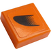LEGO Oranje Tegel 1 x 1 met Zwart Symbol Aan Oranje Rechtsaf Sticker met groef (3070)