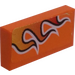 LEGO Orange Tile 1 x 2 with Flames (Left) Sticker with Groove (3069)
