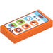 LEGO Orange Tuile 1 x 2 avec Phone Home Screen avec rainure (3069 / 106548)