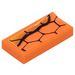 LEGO Orange Tile 1 x 2 with Snakeskin (Left) Sticker with Groove (3069)