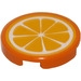 LEGO Orange Tile 2 x 2 Round with Citrus Fruit Sticker with &quot;X&quot; Bottom (4150)