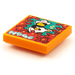 LEGO Orange Tile 2 x 2 with Crab Attack print with Groove (3068)