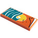LEGO Oranje Tegel 2 x 4 met Blanket, Waves, Birds, Sun Sticker (87079)